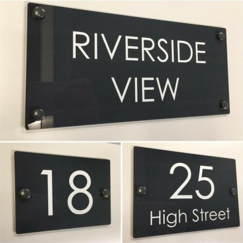 Modern House Sign Plaques Door Number Street Acrylic Personalised Name Plate