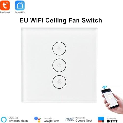 Tuya EU WiFi Smart Ceiling Fan Switch APP Remote Timer Speed Control Compatible with Alexa Echo Google Home No Hub Required