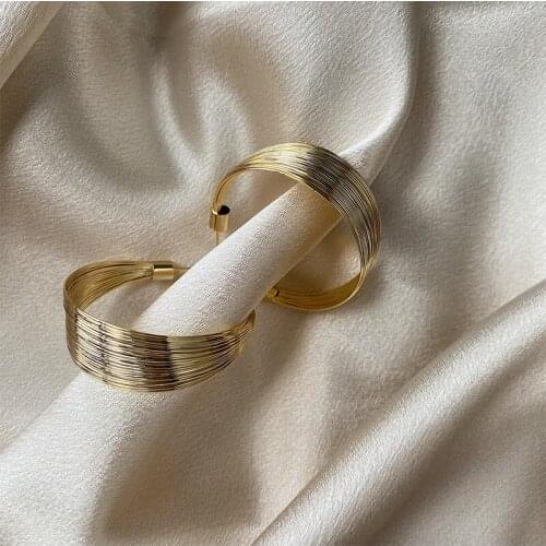 European and American Exaggerated Metal Coil Feminine Temperament 14K Gold Earrings S925 Silver Needle Earrings Gift