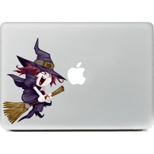 The little witch riding a broom Vinyl Decal Sticker for DIY Macbook Pro / Air 11 13 15 Inch Laptop Case Cover Sticker
