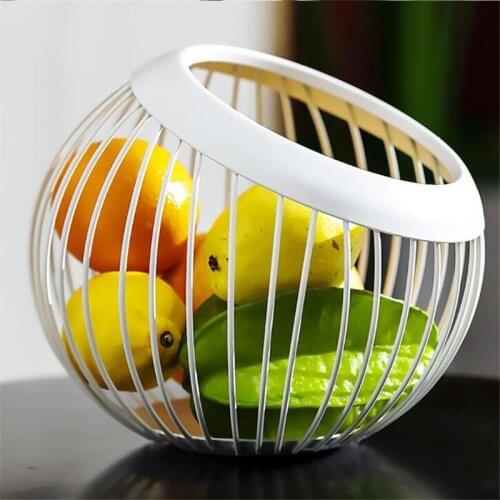 Iron Storage Fruit Plate Drain Basket Round Shape Modern Home Kitchen Storage Basket Nordic Style Fruit Plate Fruit Basket