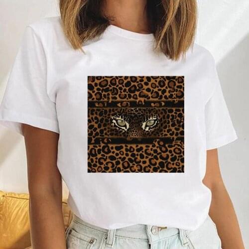 Women Leopard Animal New Printing Watercolor Fashion Female Cartoon Clothes Tees Tshirt Tops Print Ladies Graphic T-Shirt