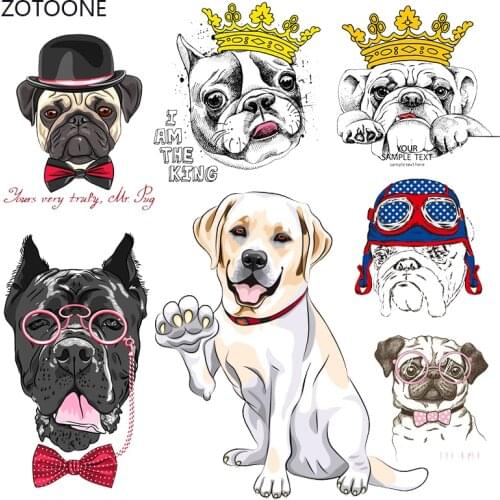 ZOTOONE Cute Animal Stripes Patches Set Iron on Transfer Dog Patches for Girl Kids T-shirt Clothing DIY Heat Transfer Stickers G