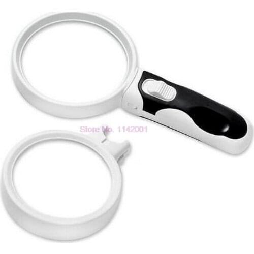 100pcs Lupa Magnifying Glass Loupe Third Hand Magnifier With Backlight LED Lights Lens Lamp Reading Repair Magnifiers