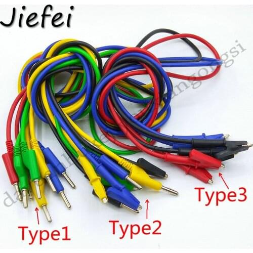 100Pcs Easy Install Banana Plug To Crocodile (Dual Head) Alligator Clip Foldable Safe Probe Silicone Multicolor Test Line Cable