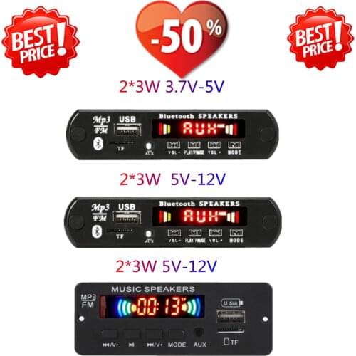 12V 50W /12V 6W Smppeaker alifierDecoder Board 12V Bluetooth 5.0 30W/50W amplifier Car FM Radio Module Support TF USB AUX 4