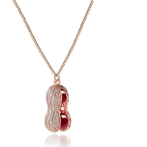 2020 New High Quality Copper Gold-plated Inlaid AAA Zircon Pearl Peanut Necklace Girls Pendant Pearl Jewelry
