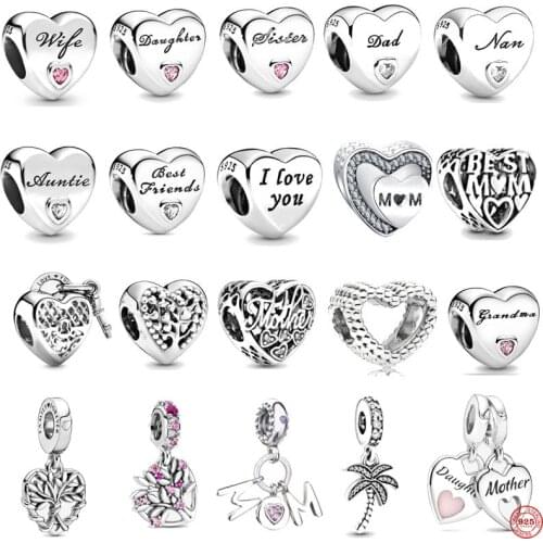 2021 new free shipping mom wife daughter dad sister nan best friends tree bead fit Original Pandora charms silver 925 bracelet
