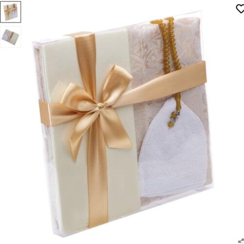 70*110 Cotton Taffeta Prayer Rug - 100 cm Cotton Scarf - 99 Acrylic Rosary - Skullcap