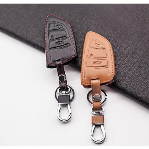Soft Texture Leather Car Key Case Shell Cover For BMW 1 2 5 Series 218i F48 X1 F30 X3 X5 X6 X7 F20 E34 E36 E90 E90