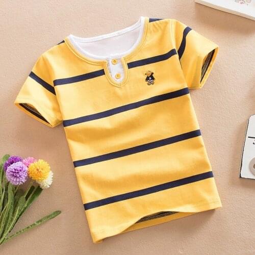 Yocute Children Clothes Cotton Boys Short Sleeve T-shirt Summer Soft Casual Style Shirt Toddler Wear Customized School Uniform