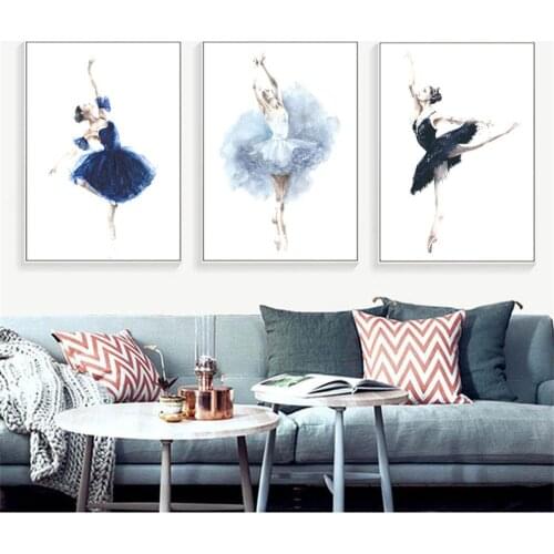 Ballet Dancing Girls Picture Nordic Home Decor Canvas Art Painting Wall Art Print Drawing Poster Figure Painting for Living Room