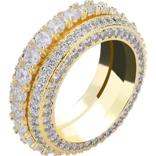 New Jewelry 7 8 9 10 11 12 Hip Hop Couple AAA Cubic Zirconia Men Women Rotating Ring Party For Gift