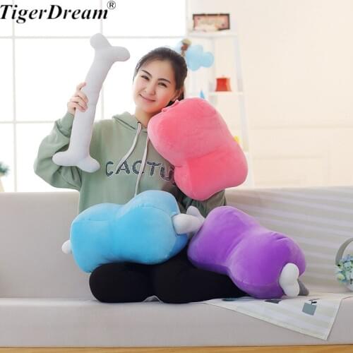 Creative Dog Bone Plush Toys Soft PP Cotton Stuffed Dolls Baby Cushions Sleeping Pillows For Children Birthday Gifts 5 Colors