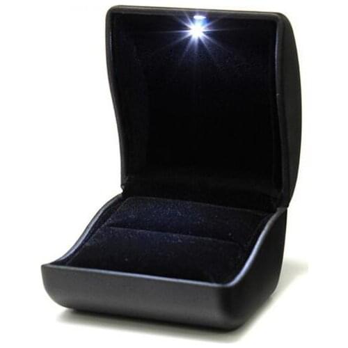 Creative PU Leather LED lights Luminous Ring Box Pendant Box Propose Engagement Weding Ring Pendants Gift Box 3 color 50pcs/lot
