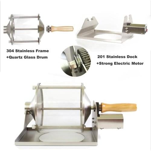 Home Coffee Bean Roaster Coffee Roasting Machine Fixed Speed G400 Roaster Quartz Glass Roller Heat Resistance Gas Fire
