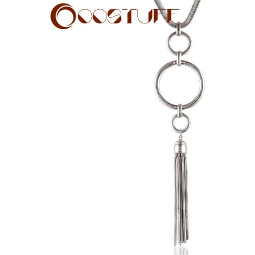 Statement Necklaces Vintage Silver Color Tassel Pendants Long Chain Jewelry For Women Fashion Suspension Accessories Wholesale