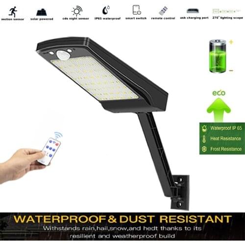Upgraded Ultra-thin 56 LED Solar garden Light solar street light rotate bracket Wireless Motion Sensor remote control Lamp