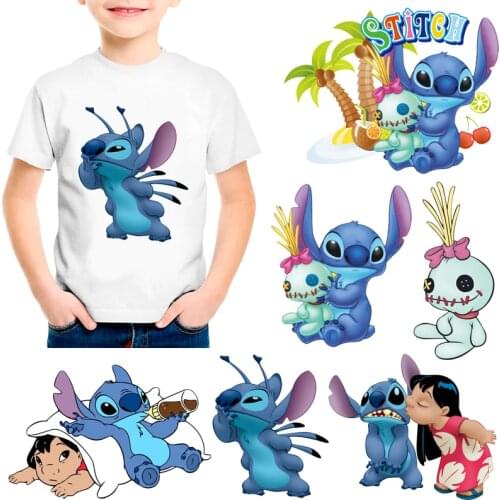 Cartoons Lilo & Stitch Lovely Stitch On the iron Heat transfer Patches for clothing DIY stickers on childrens clothes