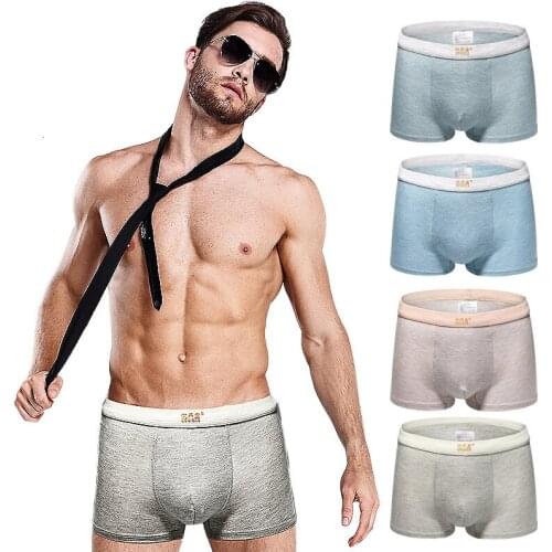 Mens Mid-Waist Cotton Breathable Mens Boxer Panties Male Comfortable Solid Panties Underpants Cueca Boxershorts Homme For Men