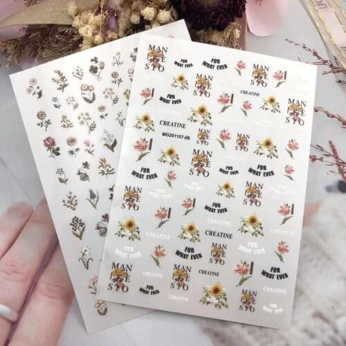 3D Nail Stickers Small Dried Flower Sunflower Design DIY Tips Nail Art Decoration Packaging Self-adhesive Transfer Decal Slider