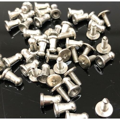 New 100PCS 9X4X6MM Silver Round Bottom Screw Spikes Metal Studs Rivets Screw Back Spots Cone Leather Craft Spikes Fit DIY Making