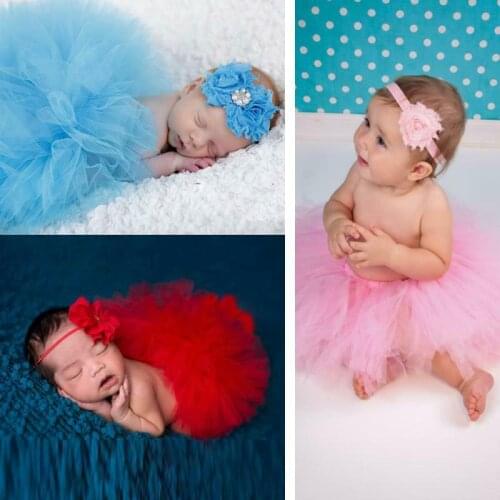 Newborn Baby Girl Tutu Skirt Dress Headband Photo Infant Photography Prop Outfit