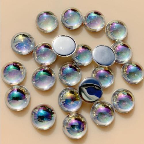 New 300pcs 10mm Flatback AB Clear White Beads Acrylic Semicircle Rhinestone trim DIY Wedding Dress -S685*5