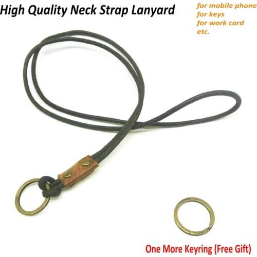 Tikigogo Waxed Cotton Strap + Genuine Leather Neck Lanyard Strap for mobile phone key keys work card neck straps lanyard keyring