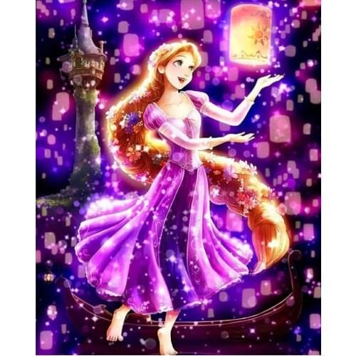 Self-adhesive Wall Sticker Princess Rapunzel Dancing with Lanterns Posters Abstract Pictures Collage For Living Room Decoration