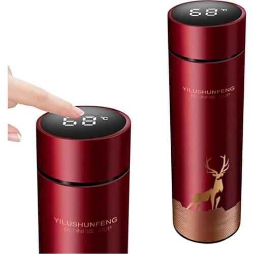 Saingace Thermos Cup Fawn Print Smart business insulated Coffee cup 500ML stainless steel Display Temperature mugs Drop Ship New
