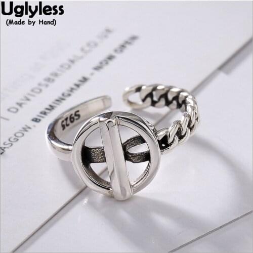 Uglyless 100% Real Solid 925 Sterling Silver Personalized Designer Twist Rings for Women Open Finger Ring Round Fine Jewelry