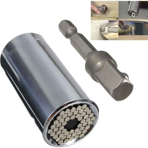 Universal Torque Wrench Head Set Socket Sleeve 7-19mm Power Drill Ratchet Bushing Spanner Key Magic Grip Multi Hand Tools