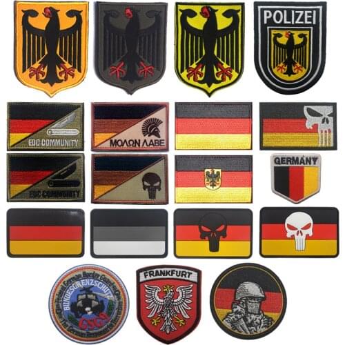 Embroidered Germany Flag Eagle Shield Patches German POLIZEI Coat of Arms Patch Tactical Deutschland Badges For Cloth
