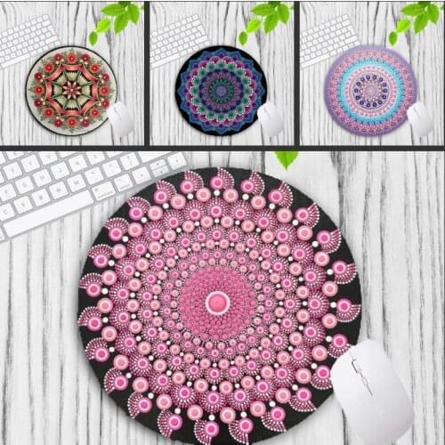 XGZ 20X20CM Promotion Mandala Flower DIY Design Pattern Game Round Mousepad Unique Desktop Pad Game Gamer Mousepad Desk Mat