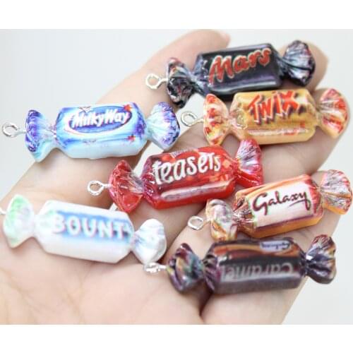 Yamily 10pcs/Resin Sweet Charm Simulation Valentines Day Candy Pendants Jewelry Making For Keychain Necklace Earring Accessory
