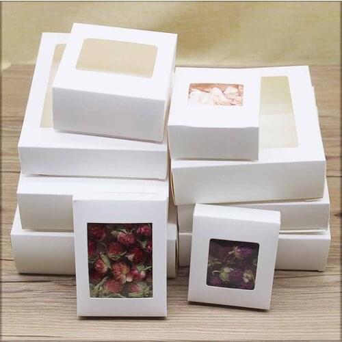10pcs DIY vintage white window paper Gift box cake /christmas/Easter Packaging For Wedding home party flower candy packaging