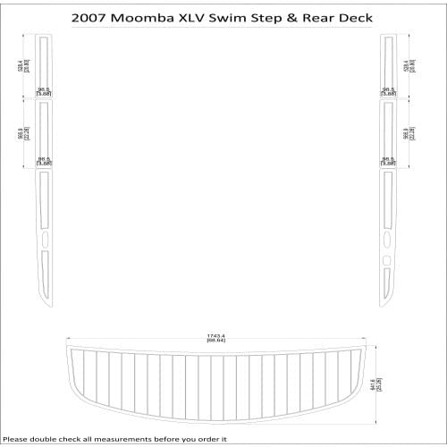 2007 Moomba XLV Swim Step & Rear Deck Pad Boat EVA Teak Decking 1/4" 6mm