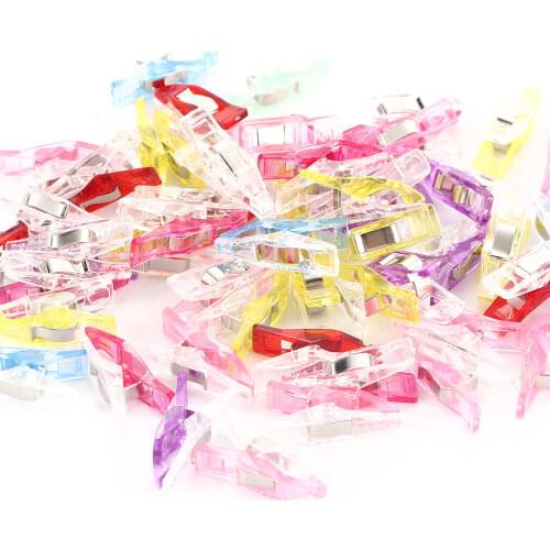 30pcs/lot Mix Color Clothes Hanging Clips Plastic DIY Patchwork Sewing Quilting Hemming Clips Apparel Garment Fabric Clips