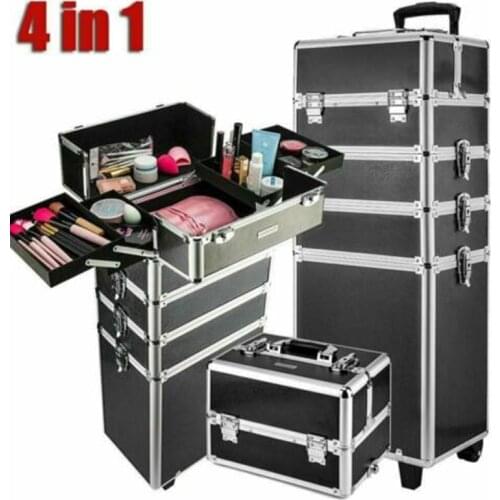 5 in 1 Hairdressing Makeup Beauty Case Nail Art Box Cosmetics Trolley case with wheels