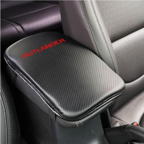 Carbon Fiber Texture Pu Leather Car Armrest Pad Auto Seat Armrests Box Pads For Mitsubishi Outlander