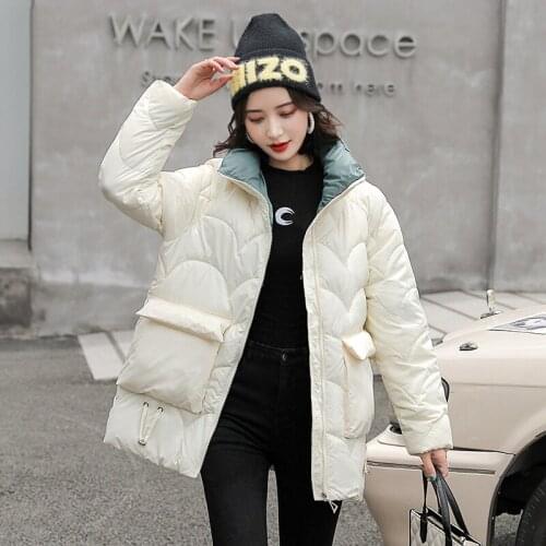 Shiny Down Padded Jacket Outerwear Women New Winter Jacket Female Korean Plus Size Loose Thin and light Overcoat Jacket Lady