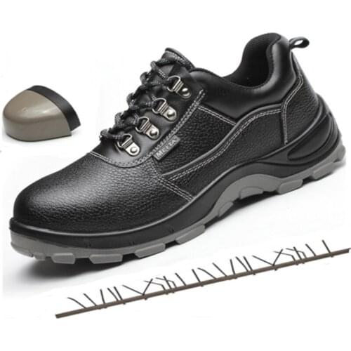 Genuine Leather Men Steel Toe Caps Safety Shoes Summer Breathable Waterproof Work Shoes Womens Anti-piercing Protection Boots