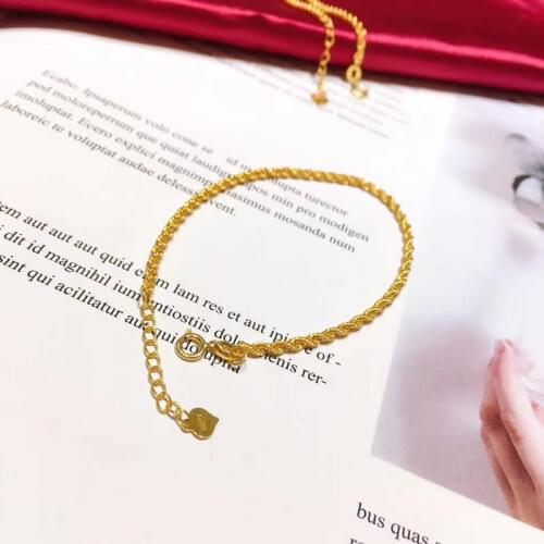 Really 18K Yellow Gold Bracelet Women AU750 Gold Rope Link Bracelet