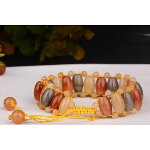 Natural Jade Golden Silk Beads Bracelet Adjustable Bangle Charm Jewellery Fashion Accessories DIY Hand-Carved Woman Amulet