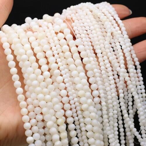 Hot Sale Natural Freshwater White Shellfish Round Shell Beads for Jewelry Making Necklace DIY Bracelet Accessories 3 4 5 6mm