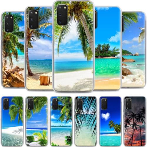 For Samsung Galaxy S10 S20 Ultra S10e S20 FE A50 A70 A51 A71 A21s M51 M31s Phone Cover Case Sea Beach palm trees