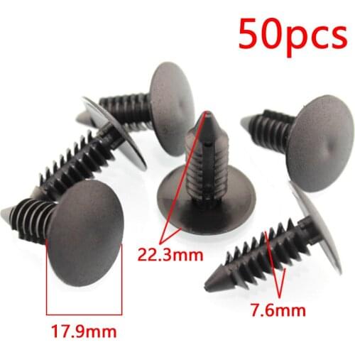 Dewtreetali Universal 50Pcs Car Clips Bumper Shield Retainer Auto Fastener fit 8mm Hole Plastic Plastic Rivet Car Styling