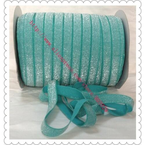 Stretch Jade Metallic Velvet Ribbon Sparkle Ribbon 5/8" Elastic Frosted Jade Glitter Ribbon