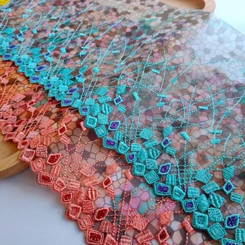 10Meters Apparel Accessories Blue Orange Geometric Pattern Lace Trim Applique Trimmings Sewing Fabric Lingerie Garment Clothes